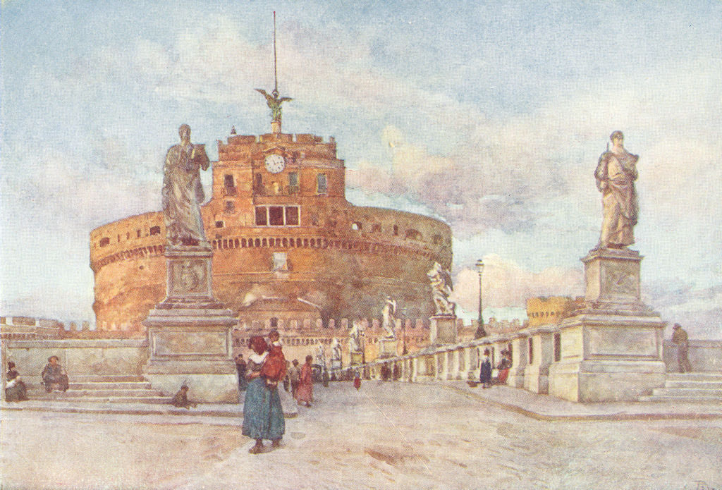 ROME. Castel & Ponte Sant' Angelo 1905 old antique vintage print picture